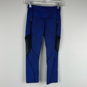 Lululemon Sapphire Blue Black Rush Hour 21” Crop Athletic Leggings Size 4